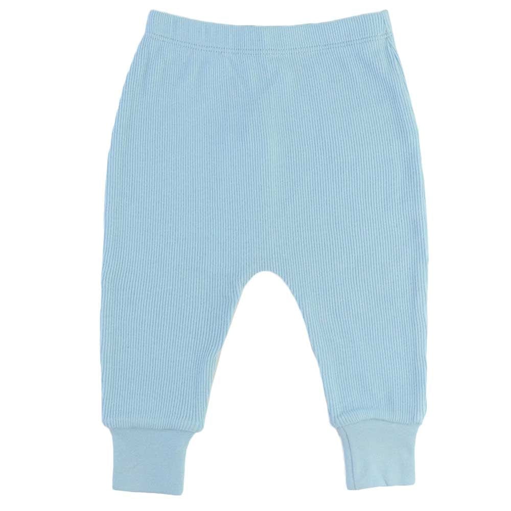 Organic Cotton Rib-Knit Baby Sleep Pants - Blue - Image 3