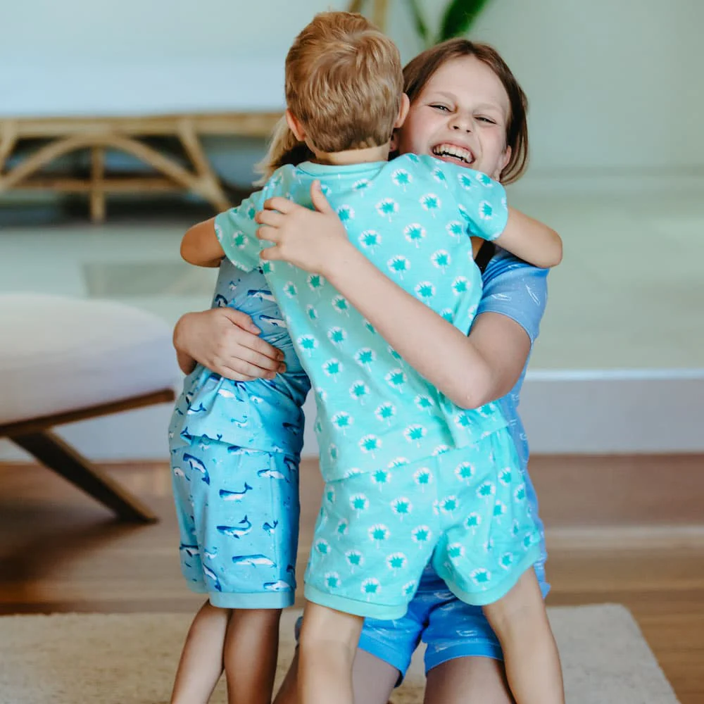Organic Cotton Summer Short Pyjama Set - Mint Dandelions - Image 2