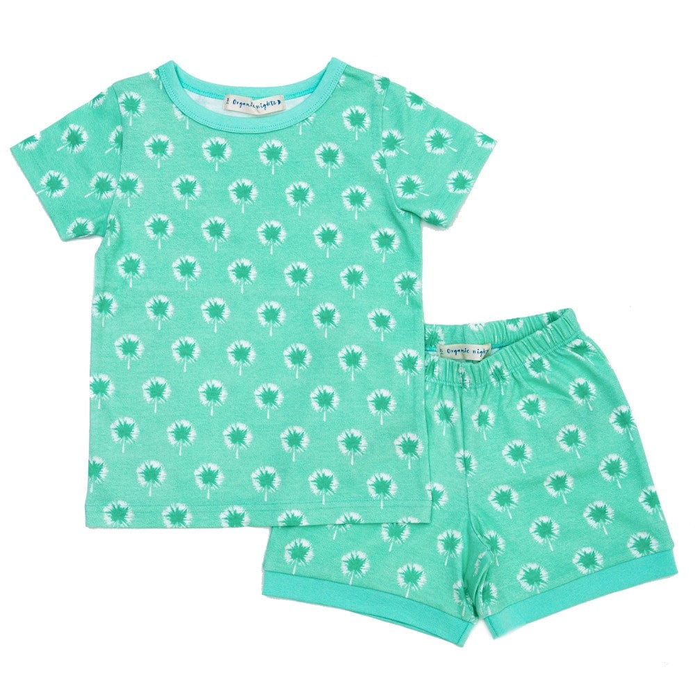 Organic Cotton Summer Short Pyjama Set - Mint Dandelions - Image 4