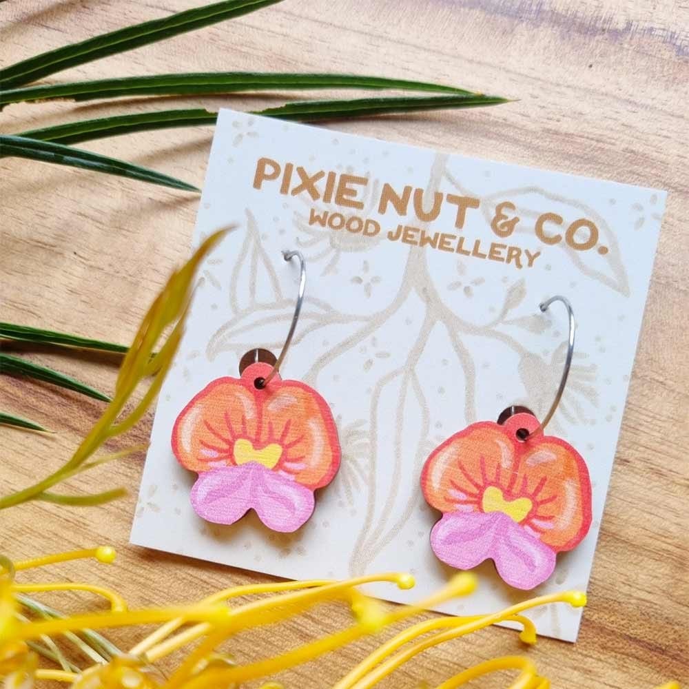 Pixie Nut & Co. Flame Pea Hoop Earrings - Image 2