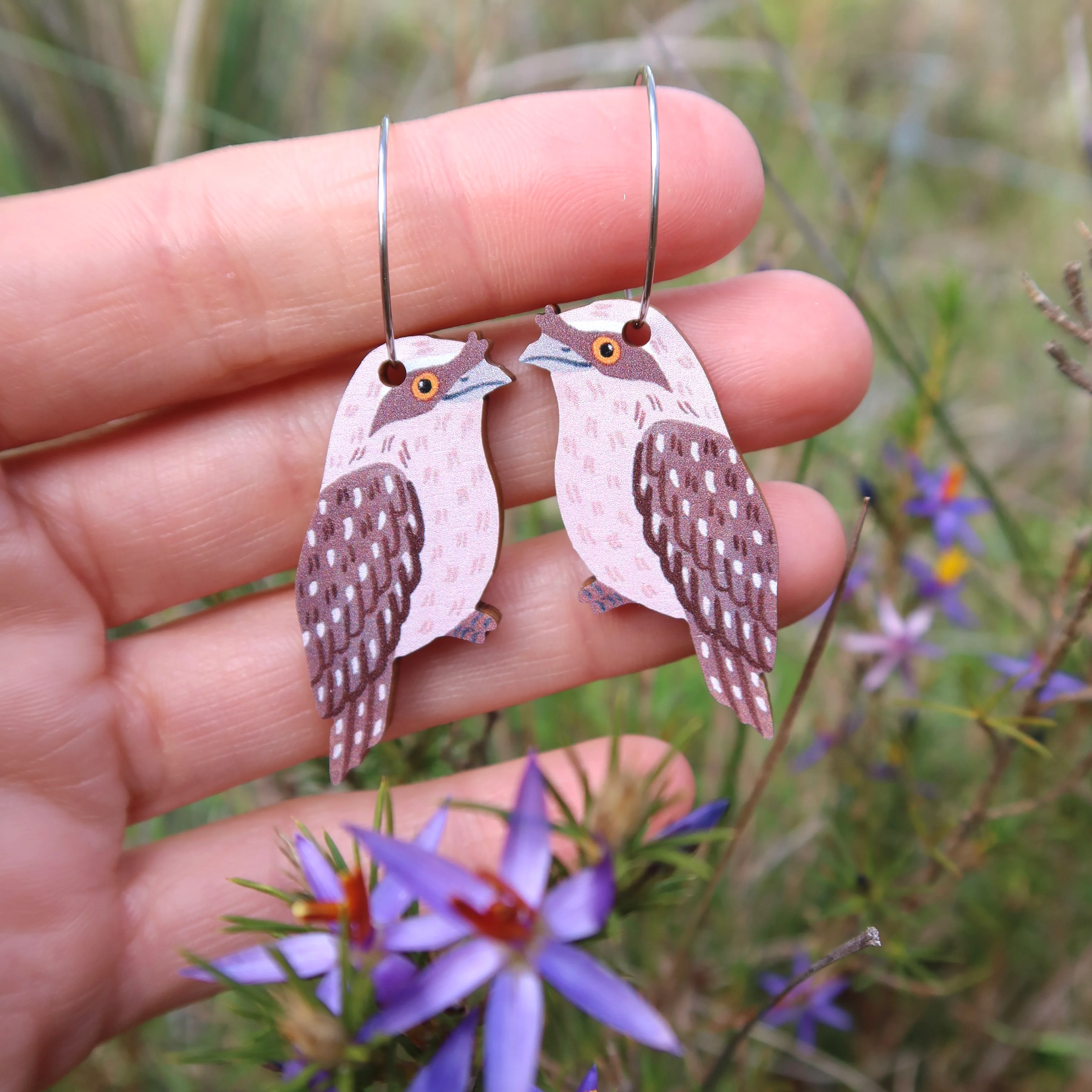 Pixie Nut & Co. Tawny Frogmouth Hoop Earrings - Image 2