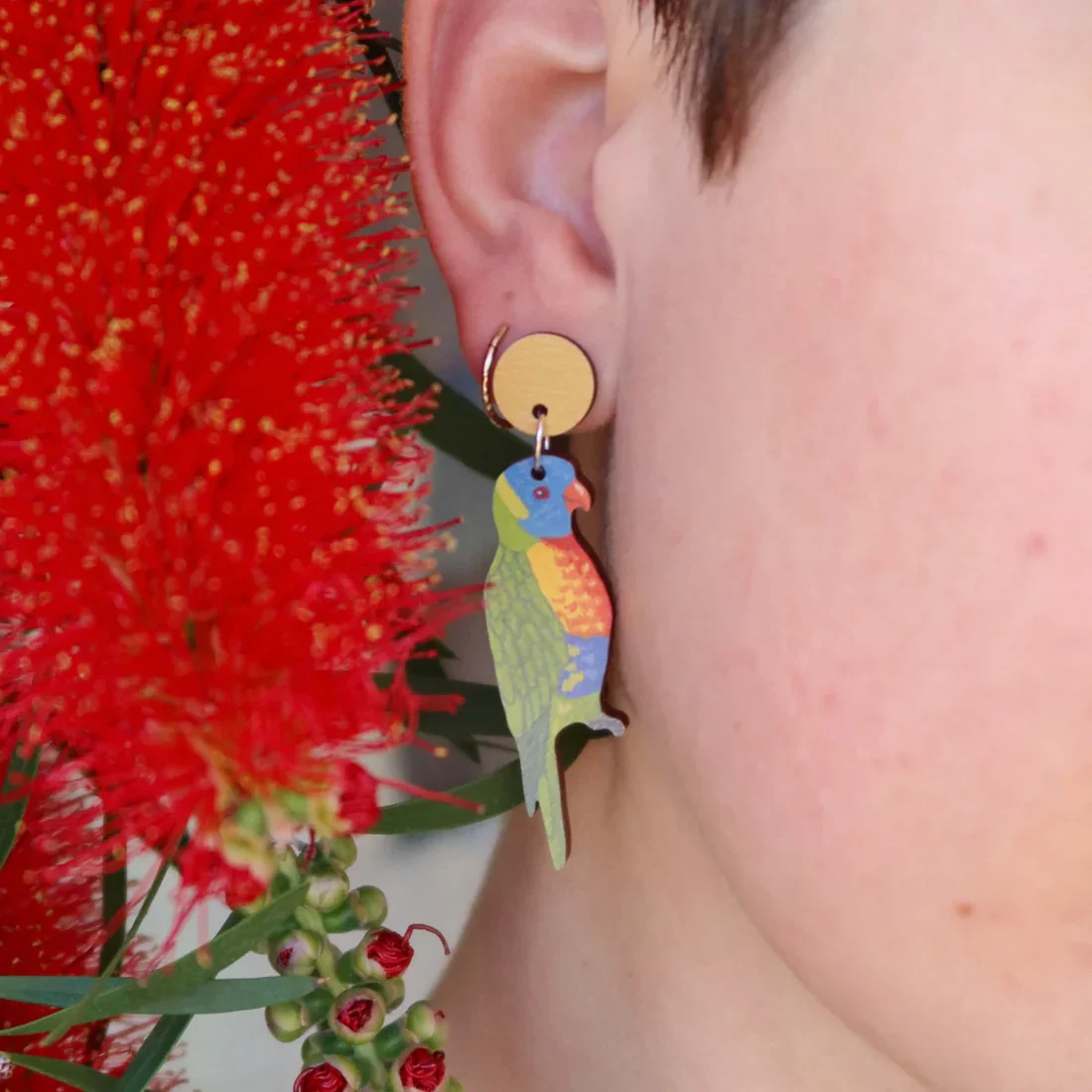 Pixie Nut & Co. Rainbow Lorikeet Earrings - Image 2
