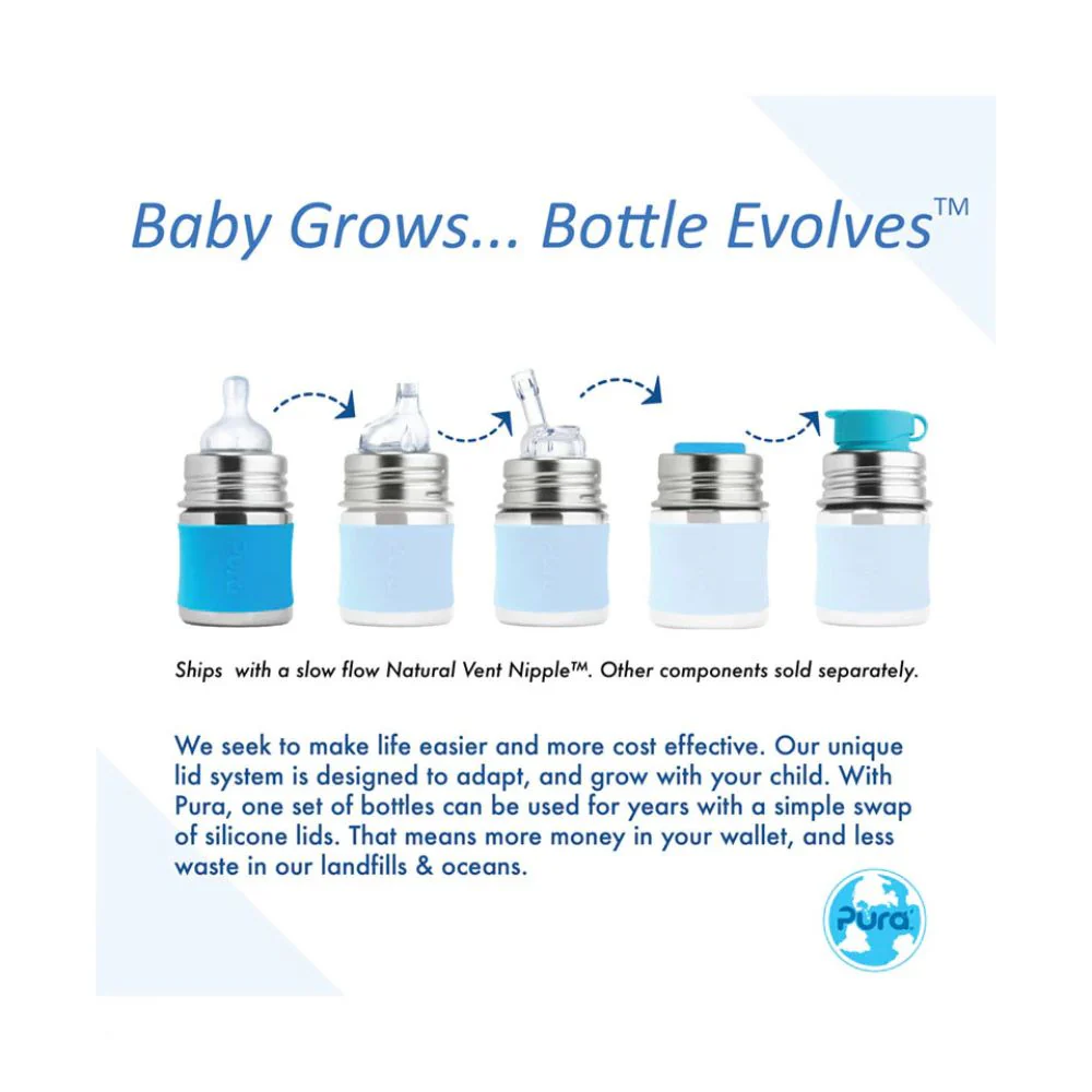 Pura Kiki Stainless Steel Infant Bottle 150ml - Moss V2 - Image 4