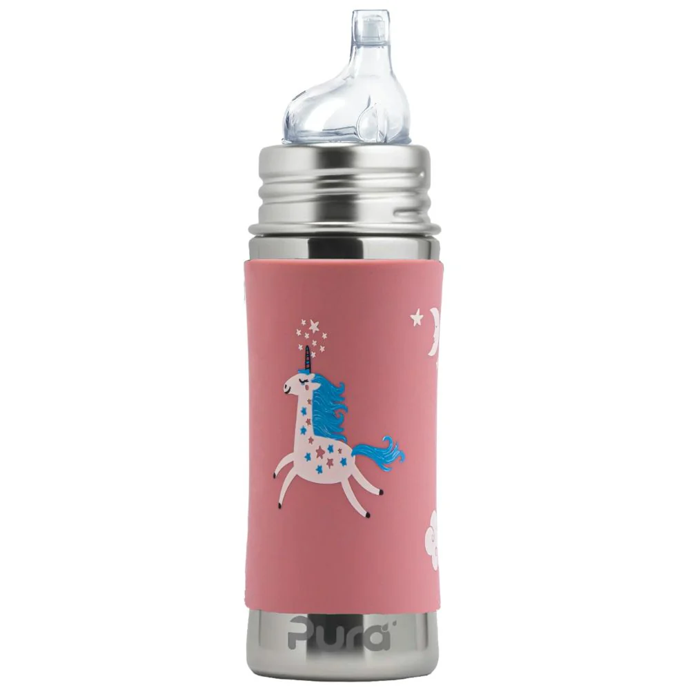 Pura Kiki Stainless Steel Sippy Bottle 325ml - Unicorn V2