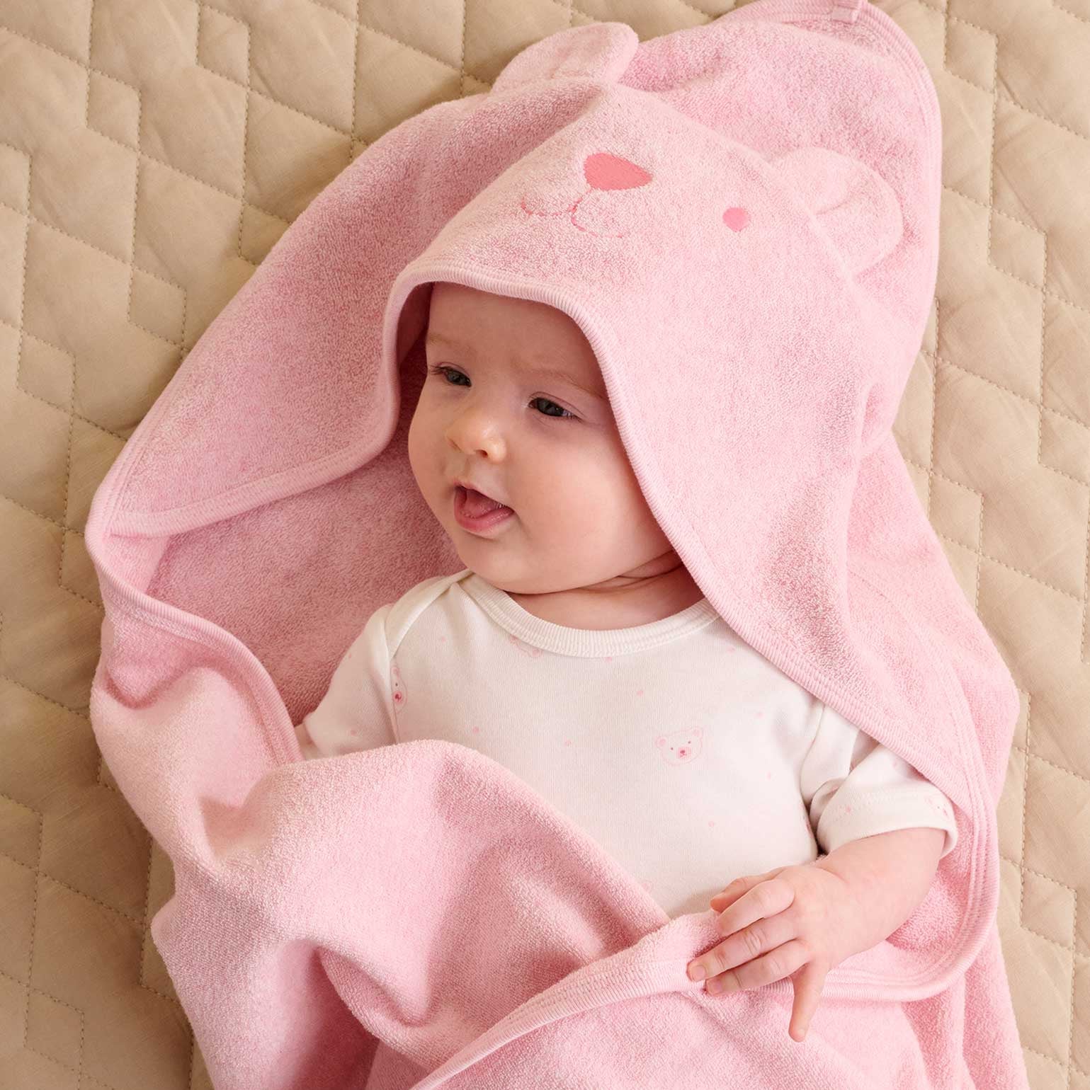 Purebaby Essential Bear Cotton Hooded Towel - Image 3