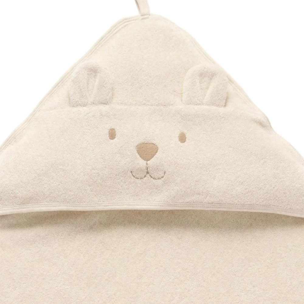 Purebaby Essential Bear Cotton Hooded Towel - Image 4