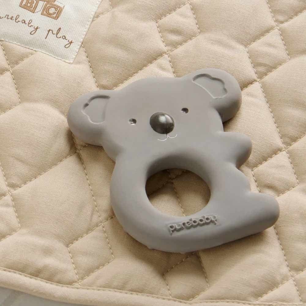 Purebaby Koala Rubber Teething Ring - Grey - Image 2