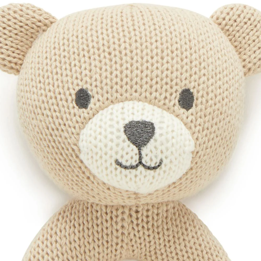 Purebaby Knitted Bear Rattle - Beige - Image 3