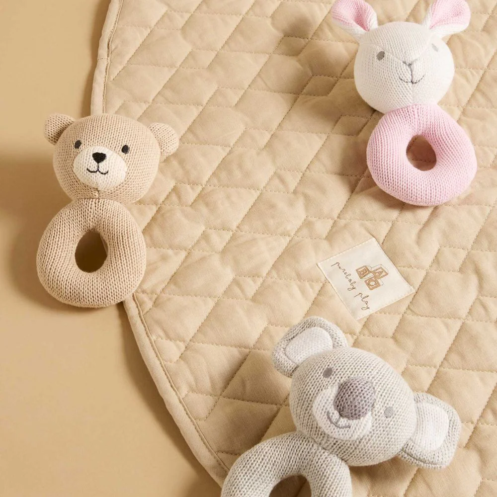 Purebaby Knitted Rabbit Rattle - Pink - Image 4