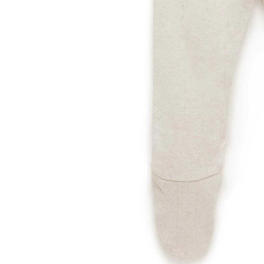 Purebaby Pointelle Footed Leggings - Wheat Melange - Image 3