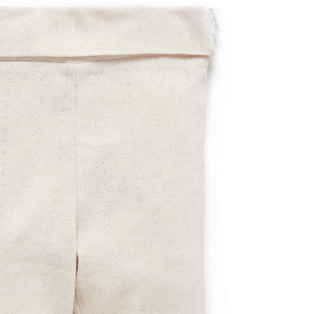 Purebaby Pointelle Footed Leggings - Wheat Melange - Image 4