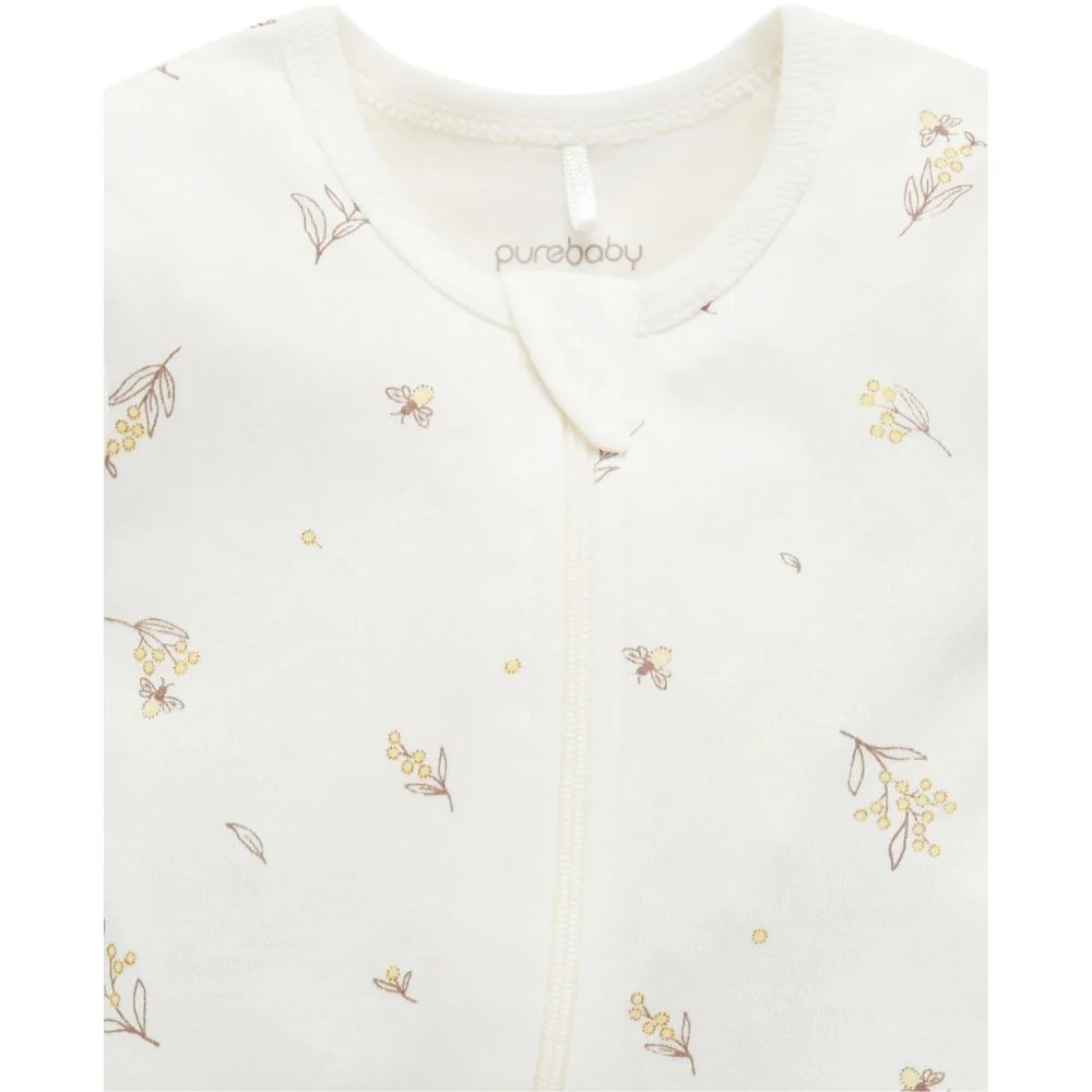 Purebaby Short Sleeve Zip Growsuit - Wattle Bee - Image 2