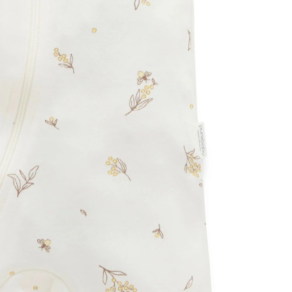 Purebaby Short Sleeve Zip Growsuit - Wattle Bee - Image 3