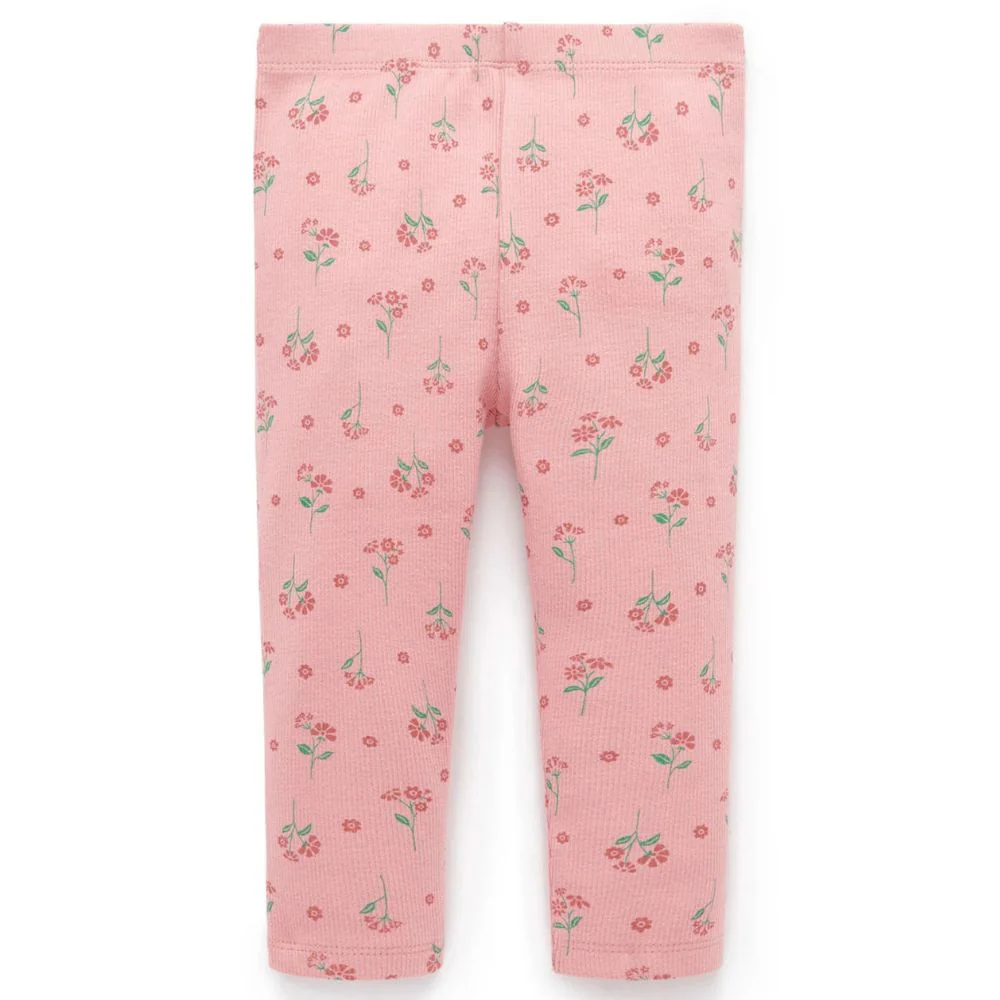 Purebaby Thick Rib Leggings - Blush Woodland Flower