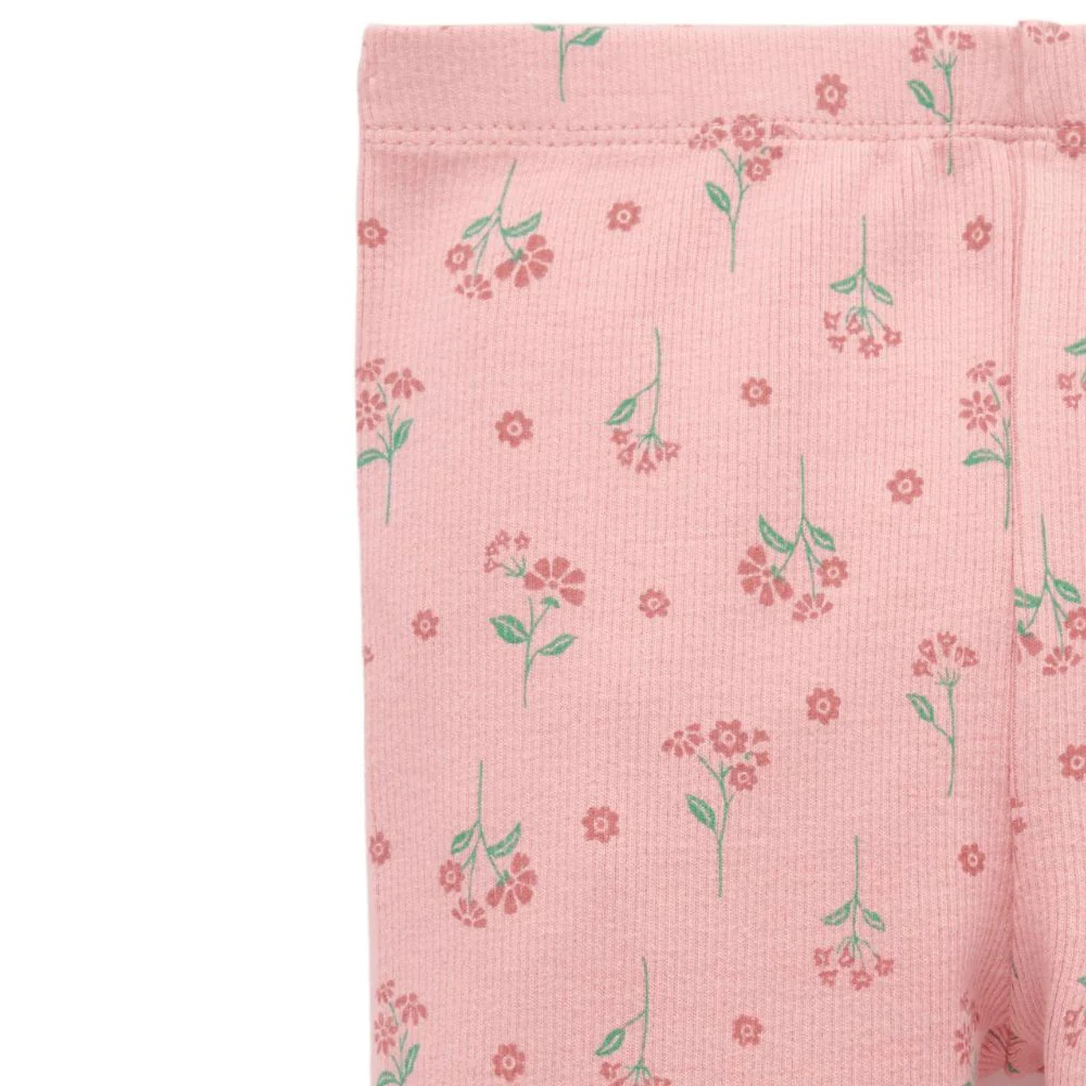 Purebaby Thick Rib Leggings - Blush Woodland Flower - Image 2