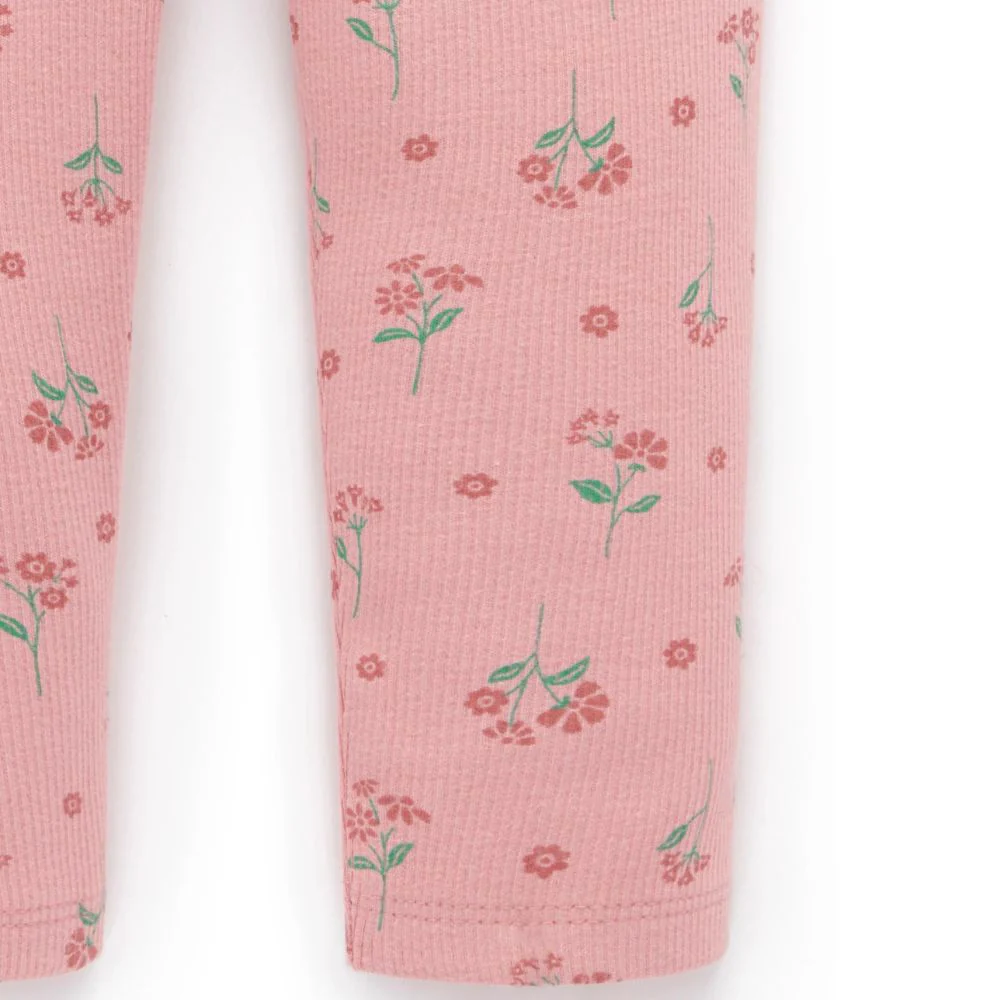 Purebaby Thick Rib Leggings - Blush Woodland Flower - Image 3