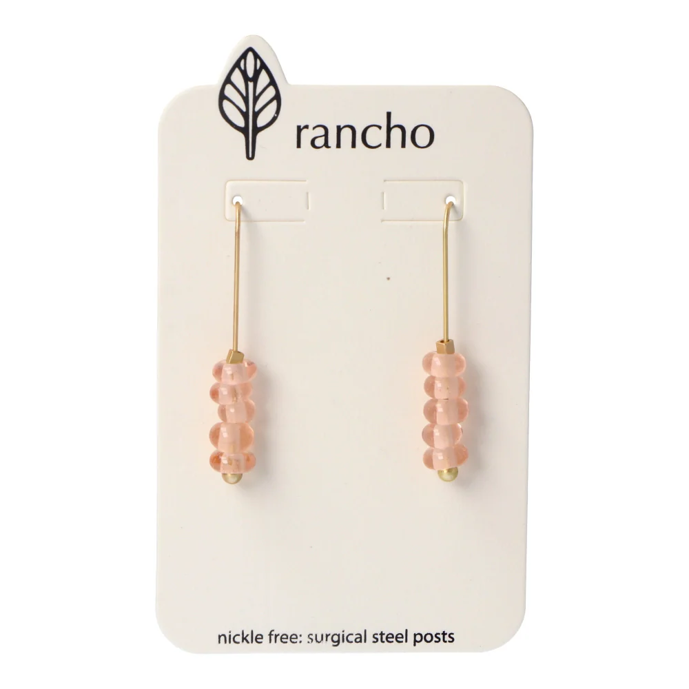 Rancho Hooks - Gold Straight Hook Pink Glass Beads Stacked