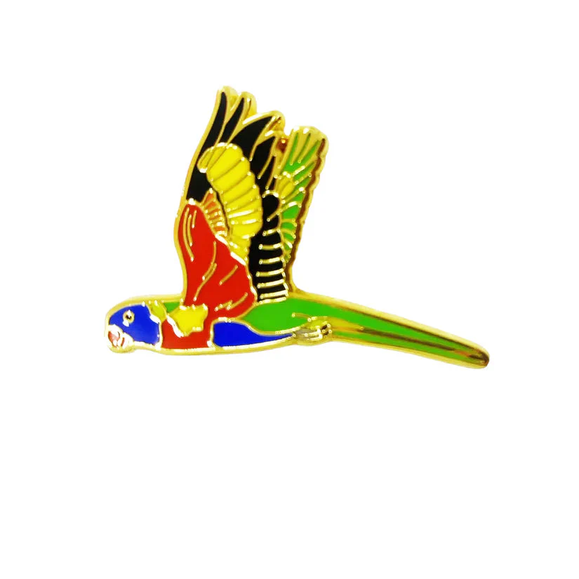 Red Parka Enamel Pin - Rainbow Lorikeet - Image 2