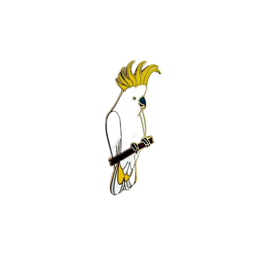 Red Parka Enamel Pin - Sulphur Crested Cockatoo - Image 2