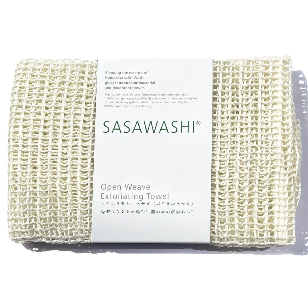 Sasawashi Open Weave Exfoliating Shower Towel – Deep Body Scrub