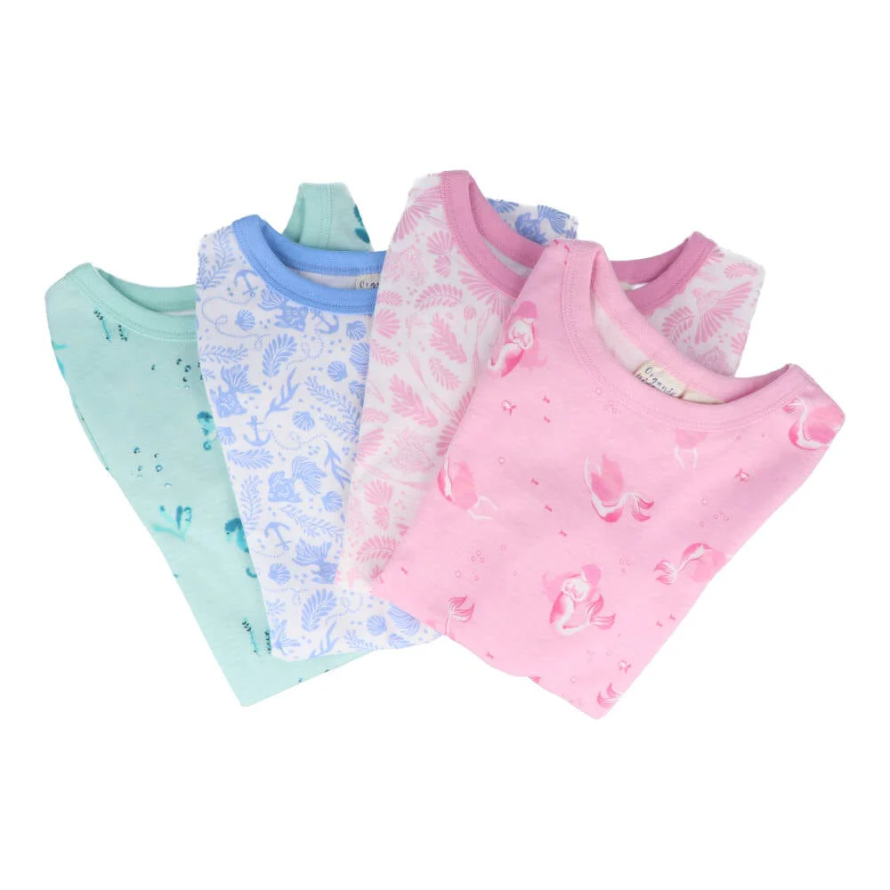 Children's Organic Cotton Short Pyjama Set - Seahorses Teal - Image 7