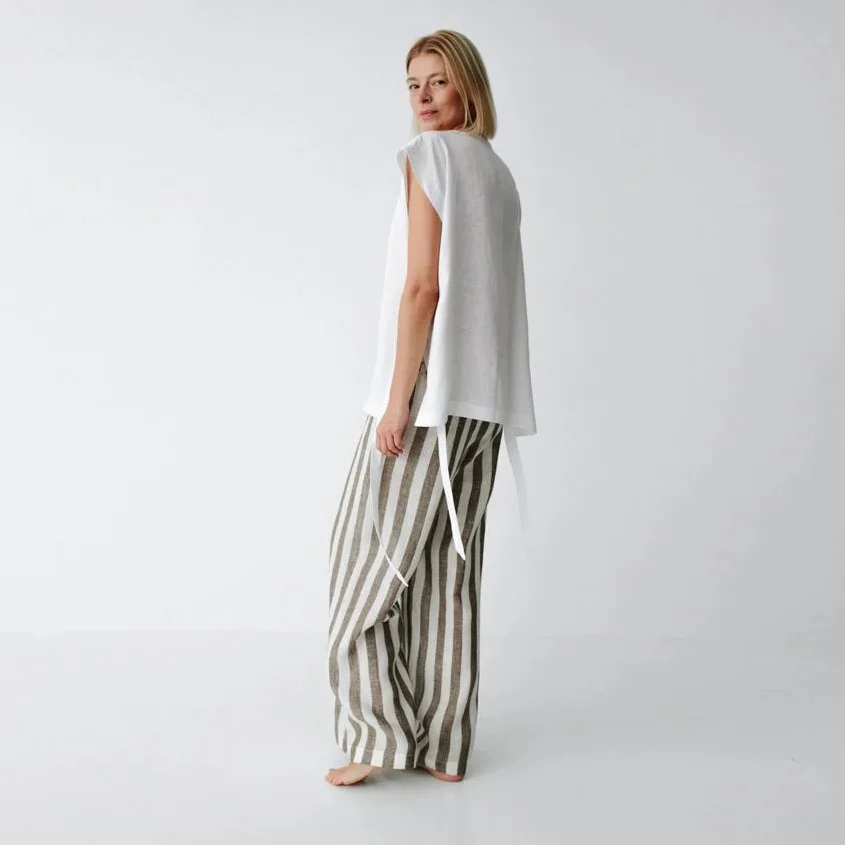 Seaside Tones Linen Pant - Brown Stripe - Image 2