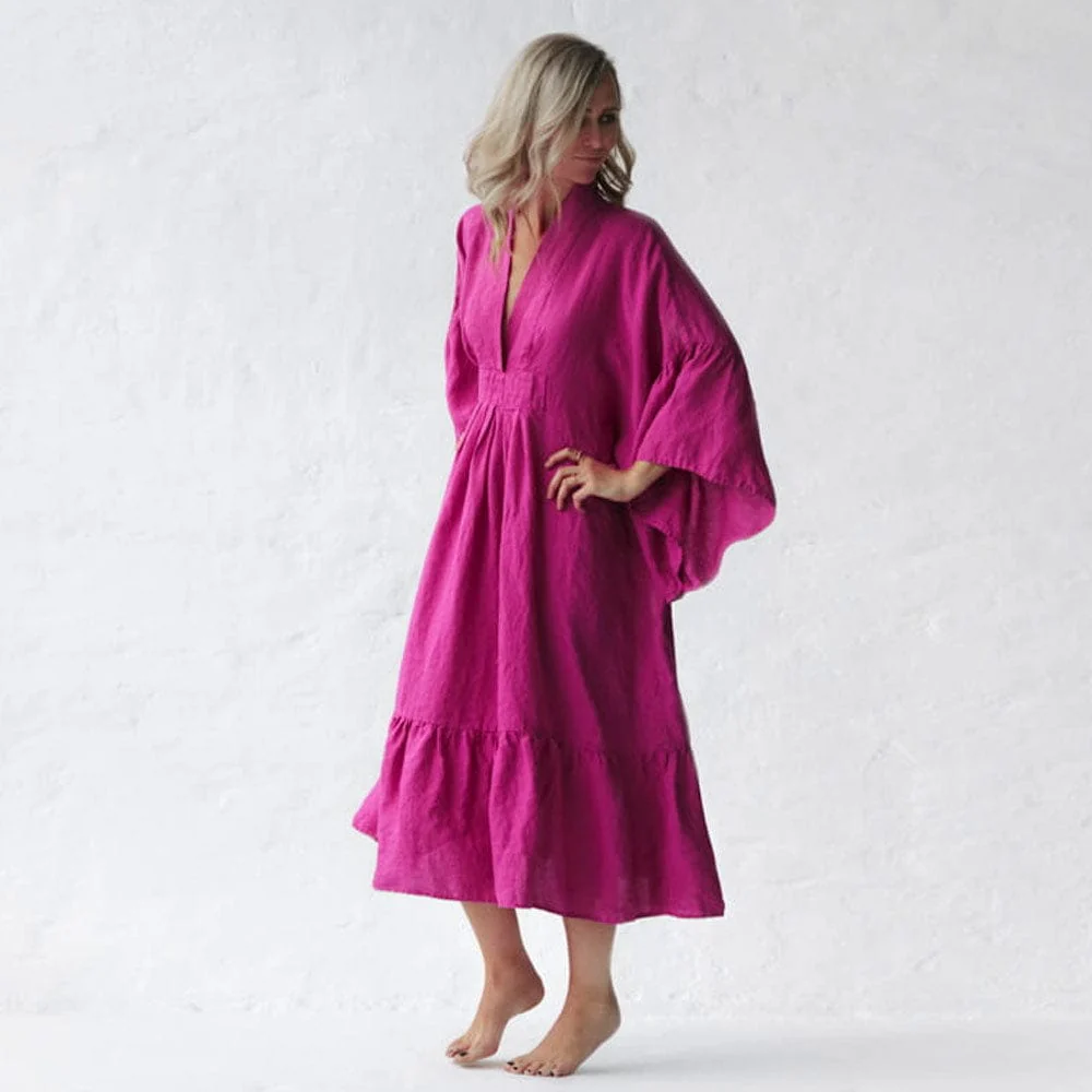 Seaside Tones Linen Sea Dress - Neon Pink - Image 2