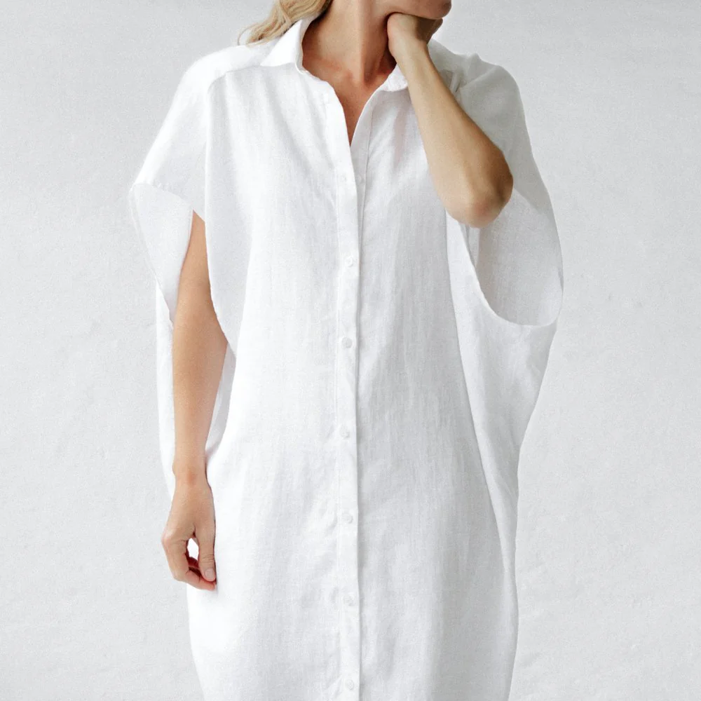 Seaside Tones Rei Linen Dress - White - Image 2