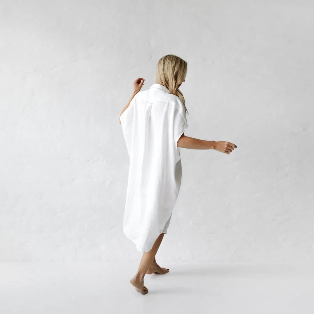 Seaside Tones Rei Linen Dress - White - Image 3
