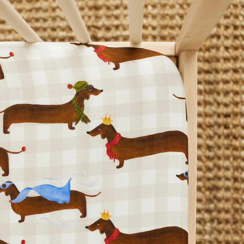 Snug as a Bub & Co. Organic Cot Sheet - Silly Sausage - Image 3