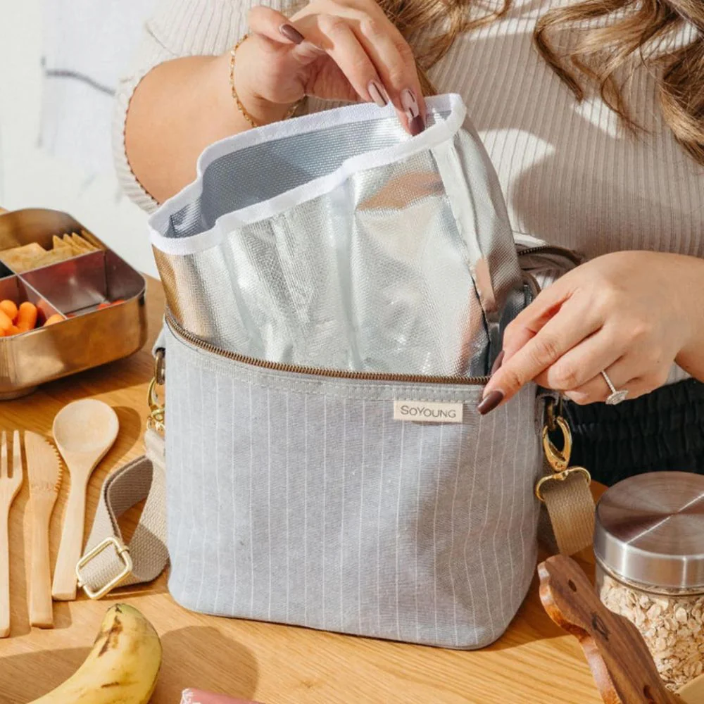 SoYoung Petite Linen Insulated Lunch Cooler Bag - Image 2