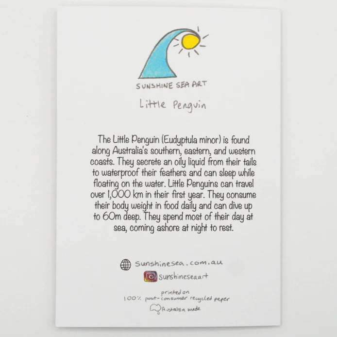 Sunshine Sea Art Greeting Card - Little Penguin - Image 2