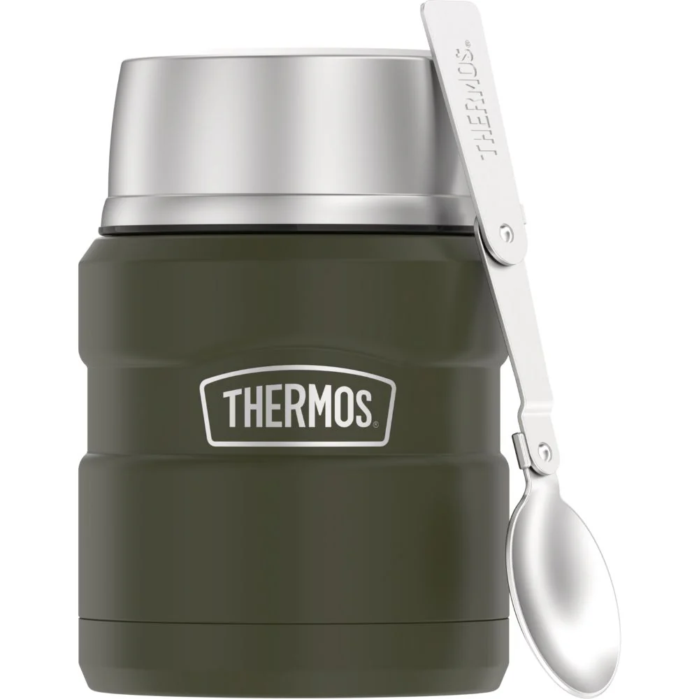 Thermos King Stainless Steel Insulated Food Jar With Folding spoon 470ml - Image 3