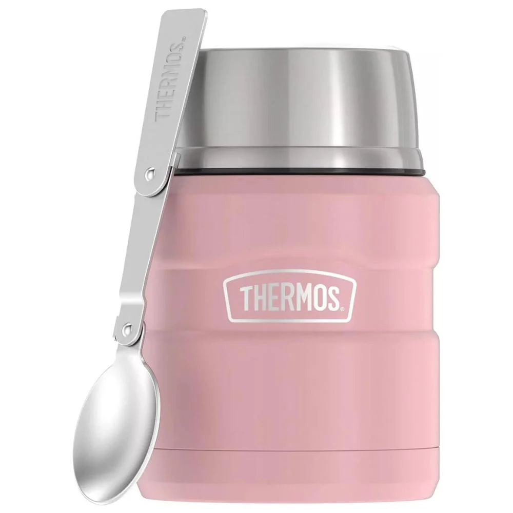Thermos King Stainless Steel Insulated Food Jar With Folding spoon 470ml - Image 4