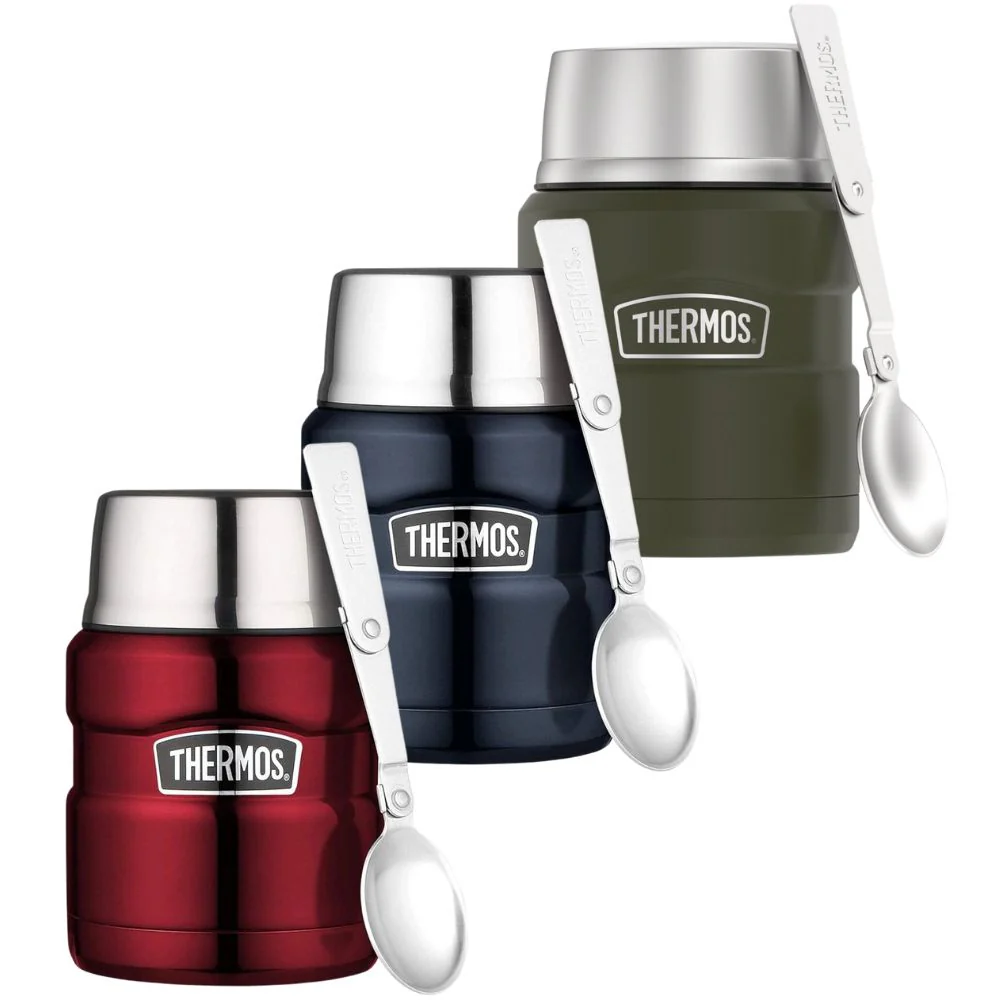 Thermos King Stainless Steel Insulated Food Jar With Folding spoon 470ml - Image 8