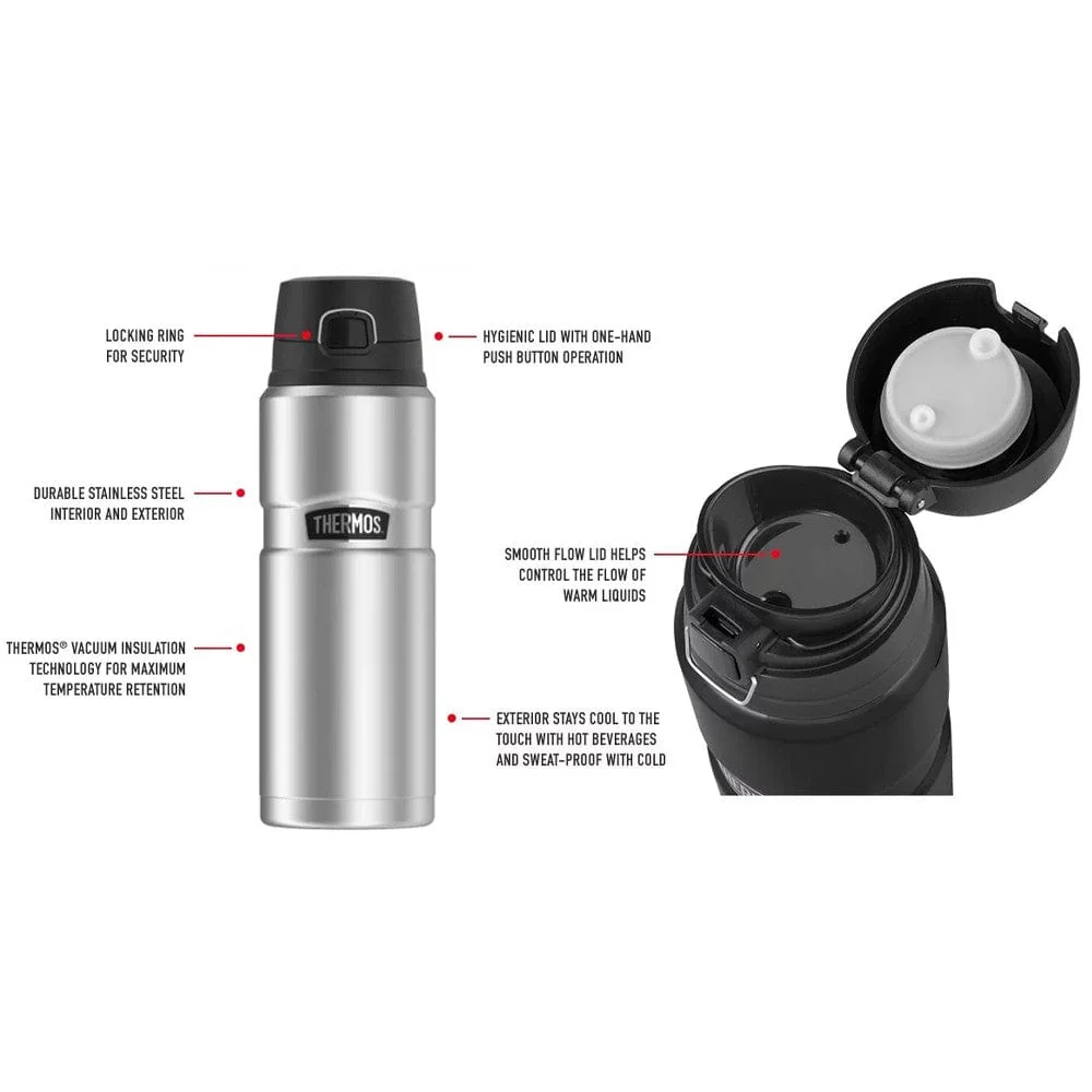 Thermos King Vacuum Insulated Bottle with Flip Lid 710ml - Matte Steel - Image 5