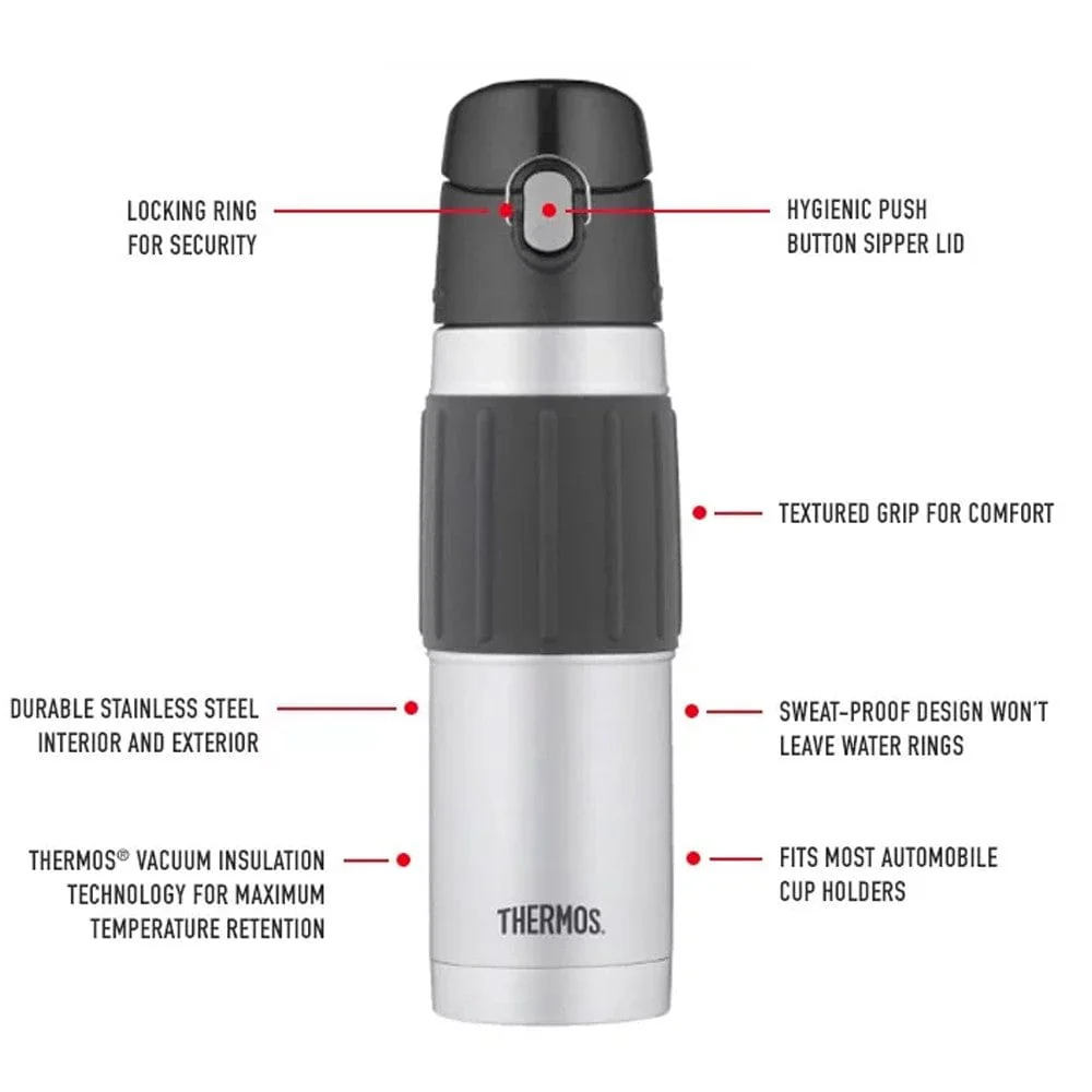 Thermos Insulated Stainless Steel Bottle with Flip Lid 530ml - Matte Steel - Image 3