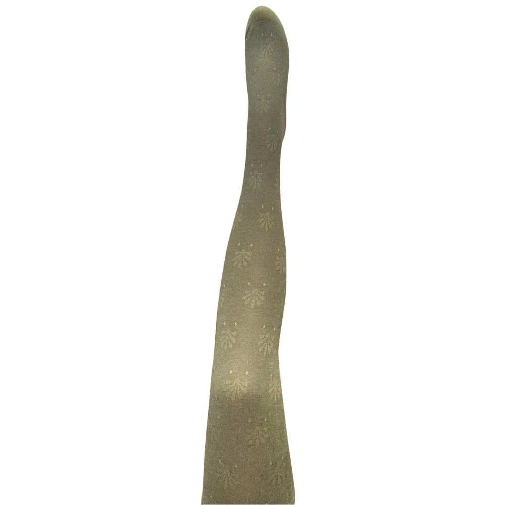 Tightology Organic Cotton Tights Fleur Khaki - Image 2