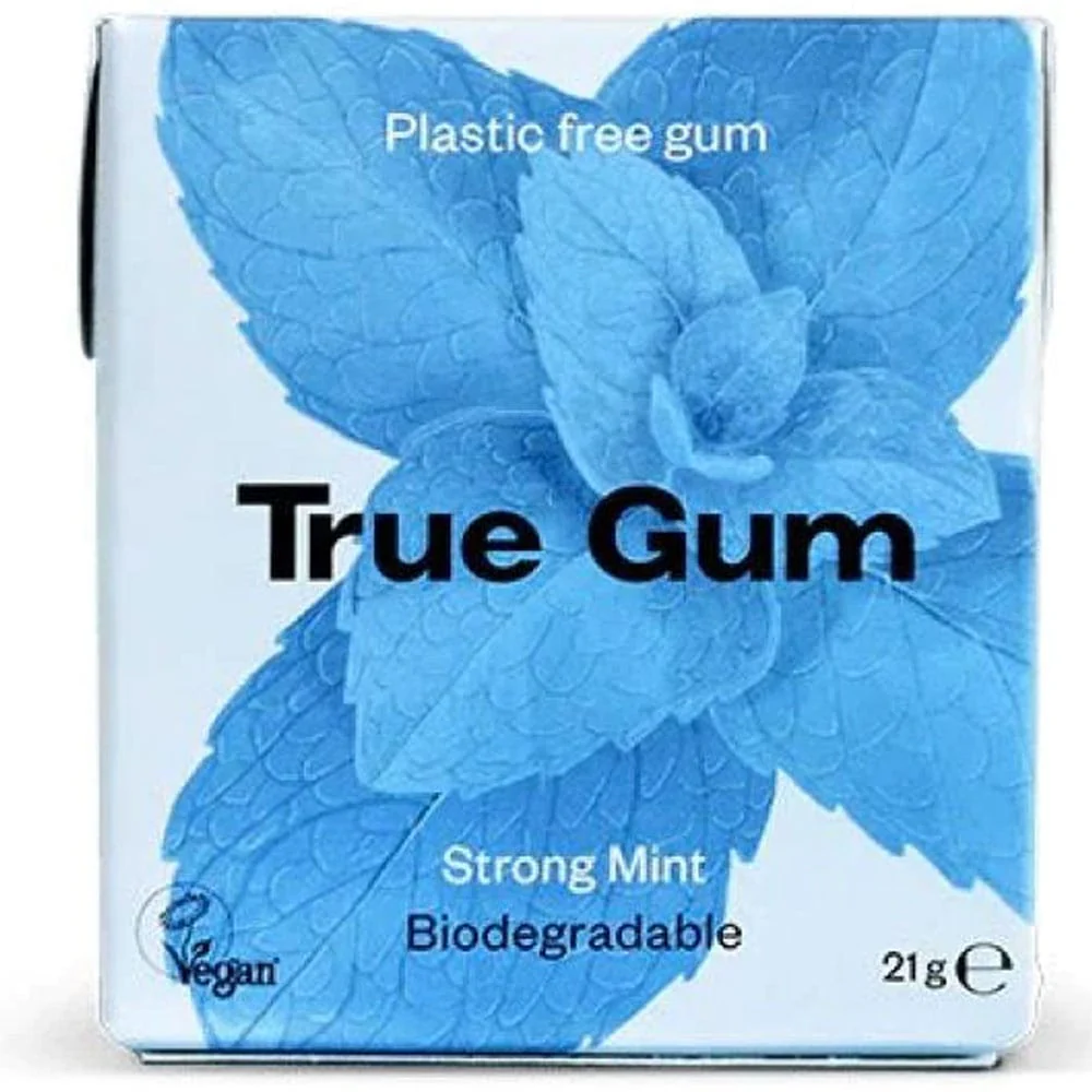 True Gum Plastic Free Natural Chewing Gum - STRONG Mint