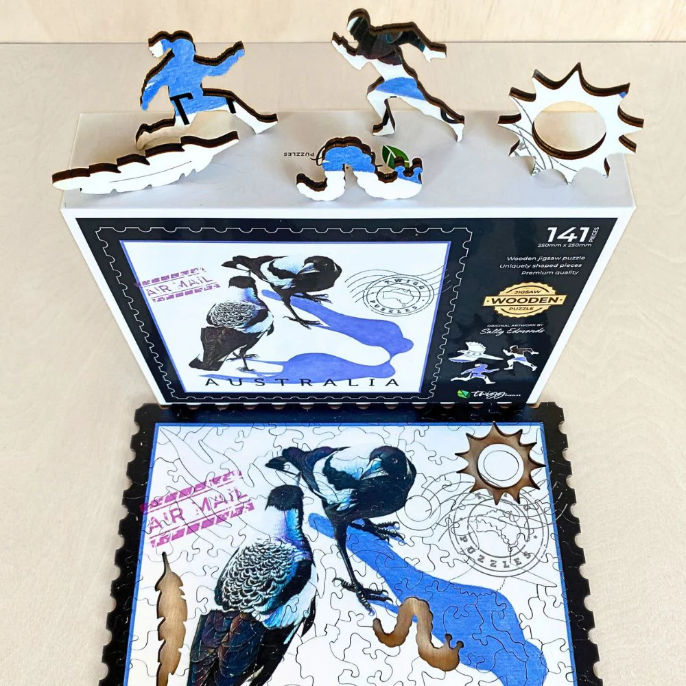 Twigg Puzzle Wooden Jigsaw Puzzle 141 Pieces - Magpies - Image 5