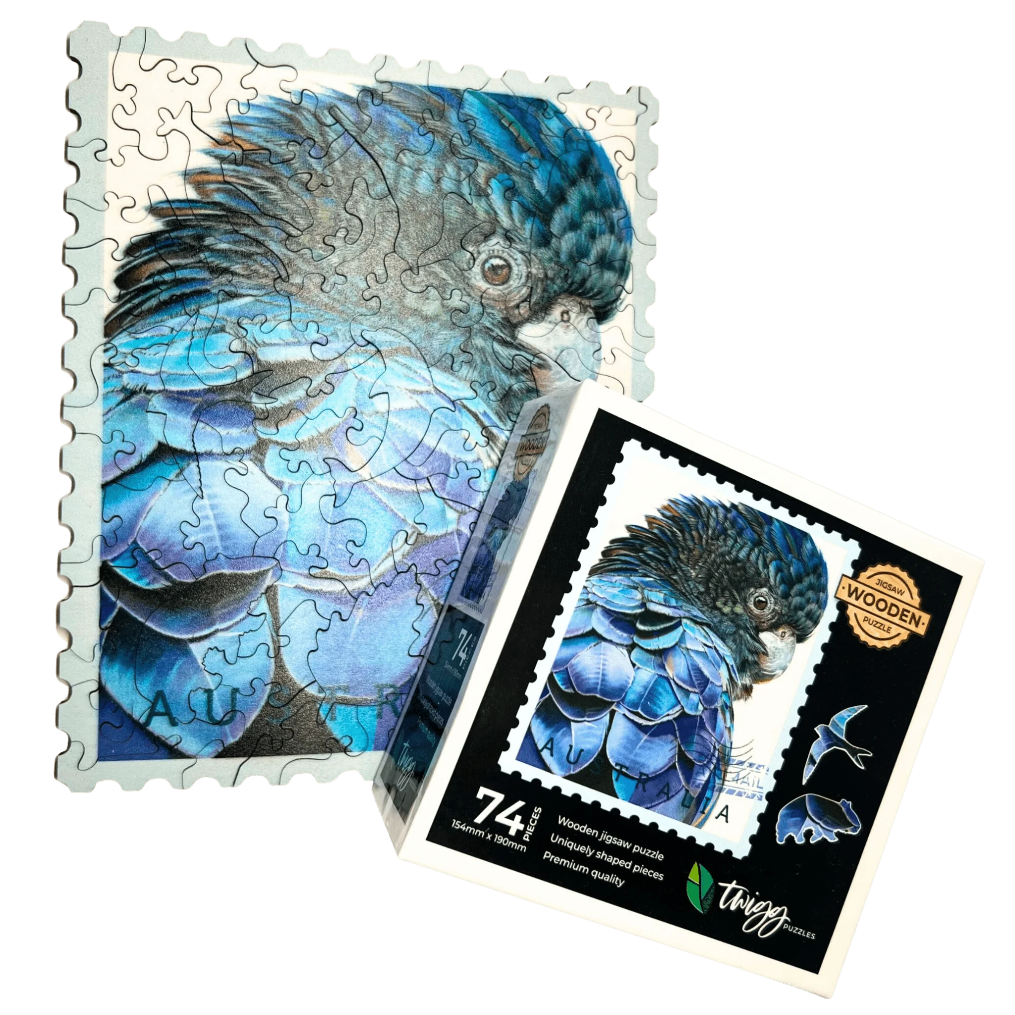 Twigg Puzzle Wooden Jigsaw Puzzle 74 Pieces - Blue Bird - Image 4