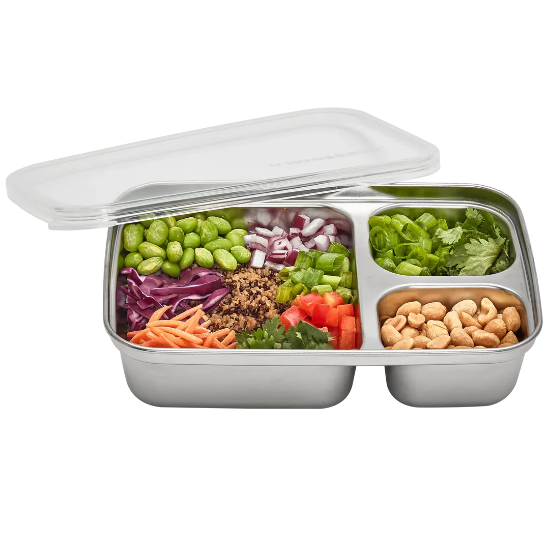 U Konserve Rectangle 3 Compartment Stainless Steel Food Container 705ml/24oz