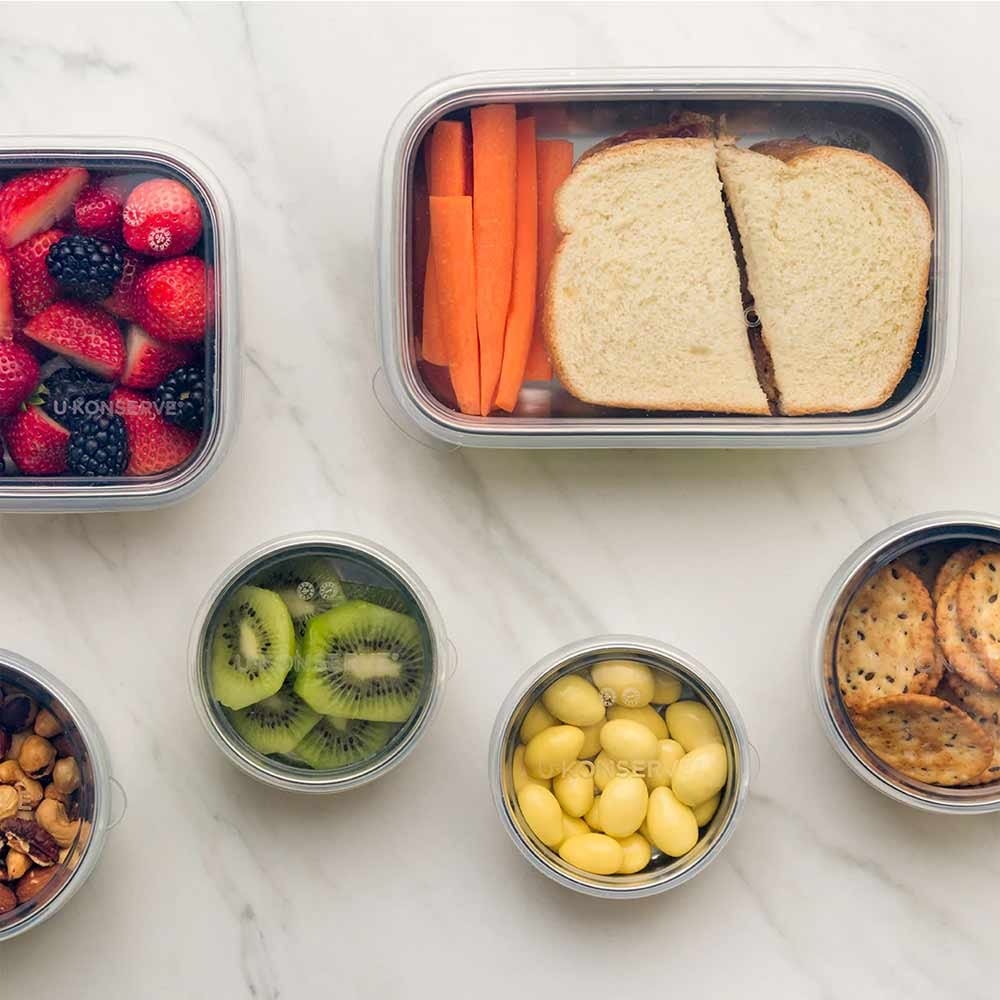 U Konserve Round Stainless Steel Container LARGE 470ml / 16oz - Clear Silicone Lid - Image 6