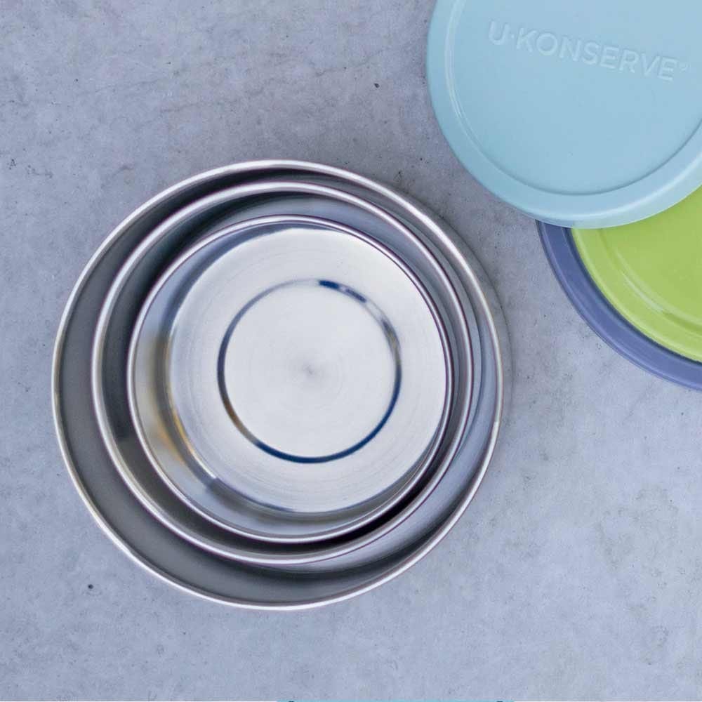 U Konserve Round Stainless Steel Containers Nesting Trio - Tropical Sky Silicone Lids - Image 4