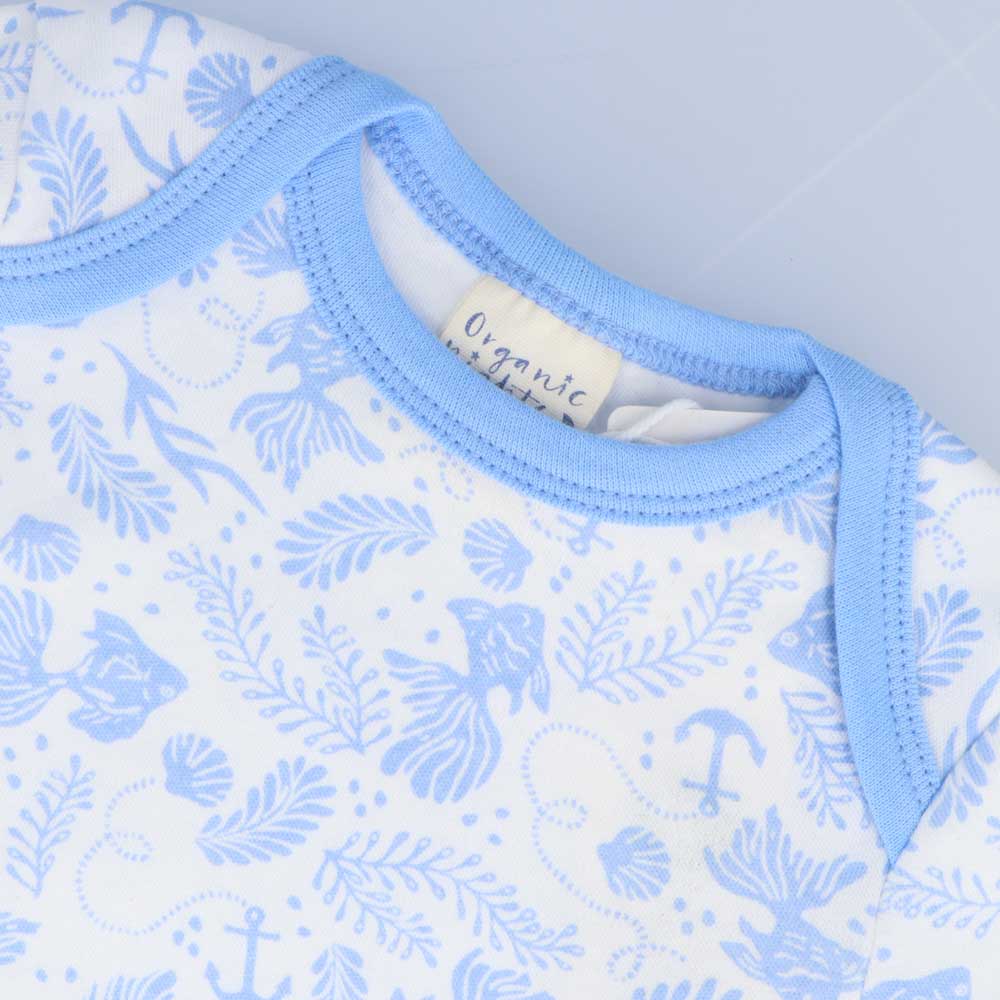 Organic Cotton Summer Baby Onesie - Underwater World Blue - Image 3