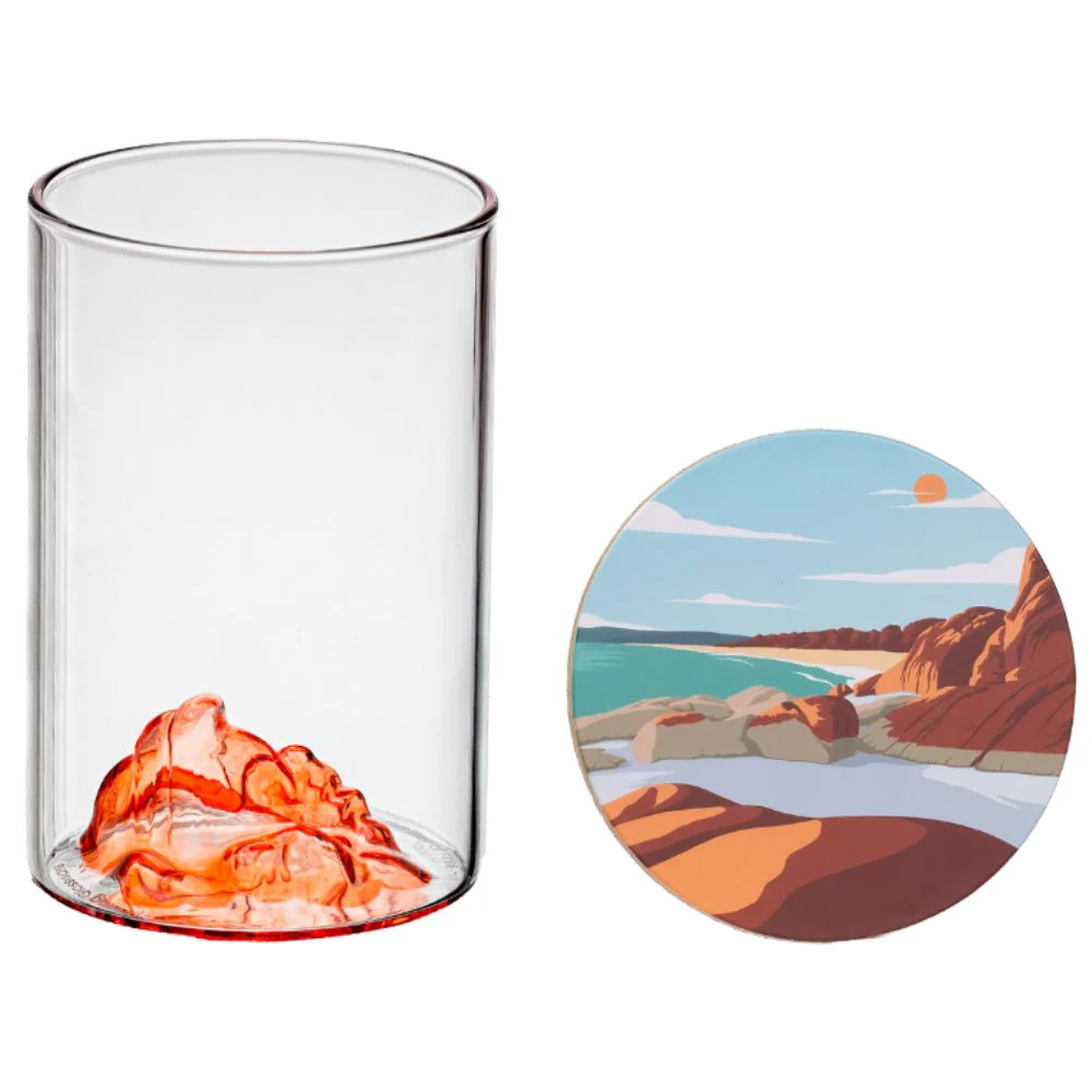 Uprising Glassware Single Tallboy Glass + Coaster Set  - Larapuna 'Bay of Fires' - Image 3