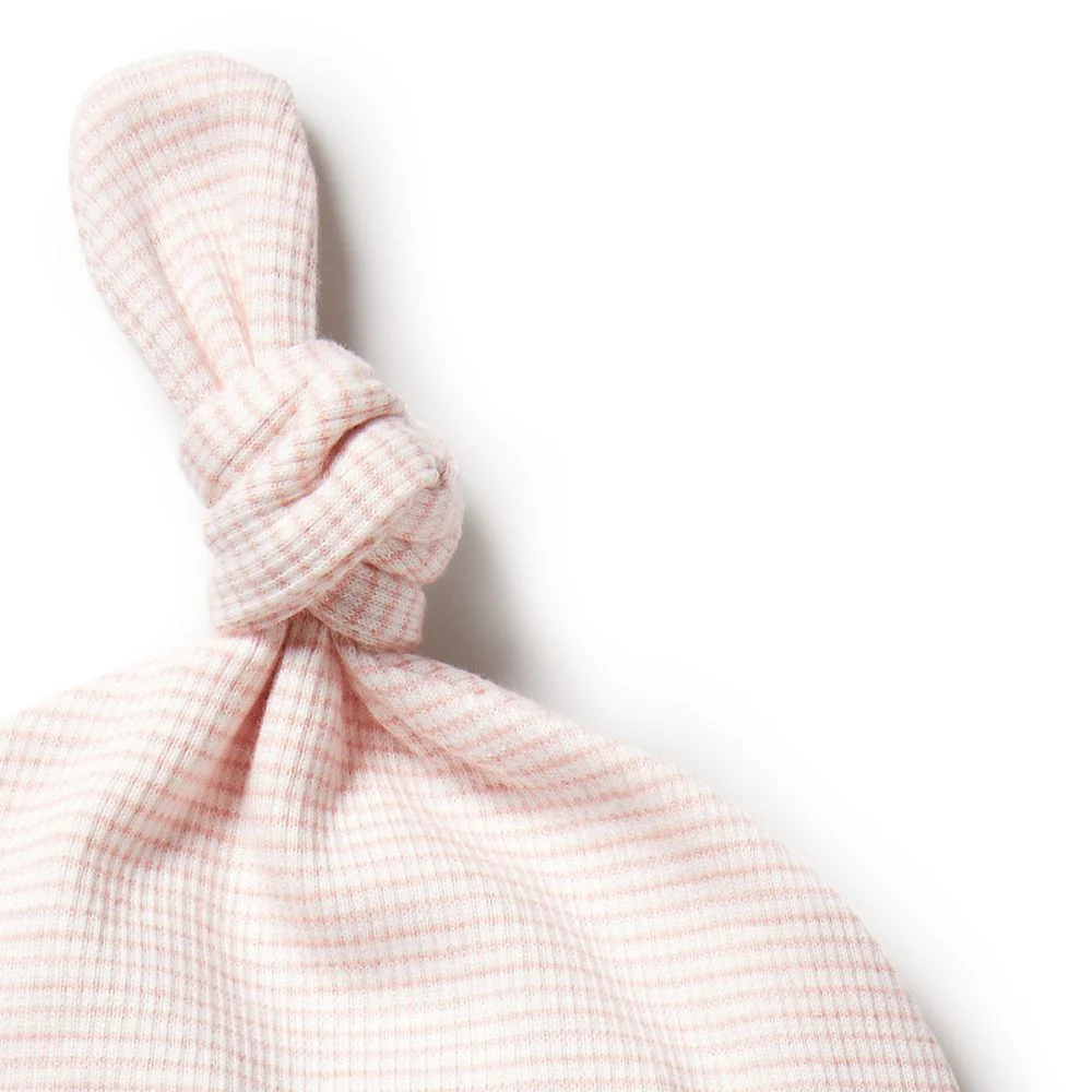 Wilson & Frenchy Organic Stripe Rib Knot Hat - Cantaloupe - Image 2