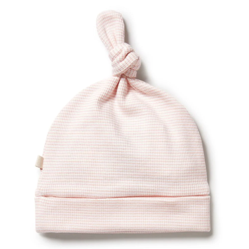Wilson & Frenchy Organic Stripe Rib Knot Hat - Cantaloupe - Image 3