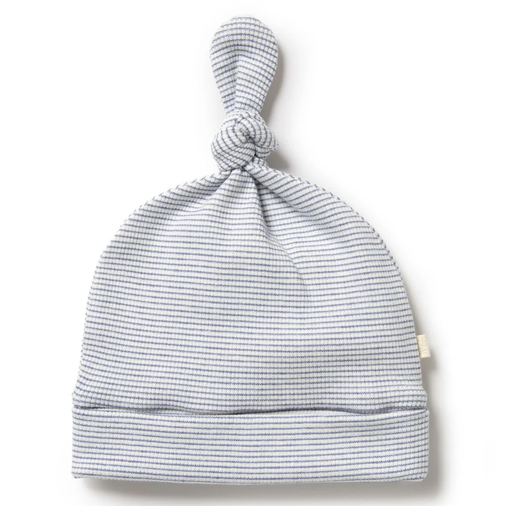 Wilson & Frenchy Organic Stripe Rib Knot Hat - Rain Drop