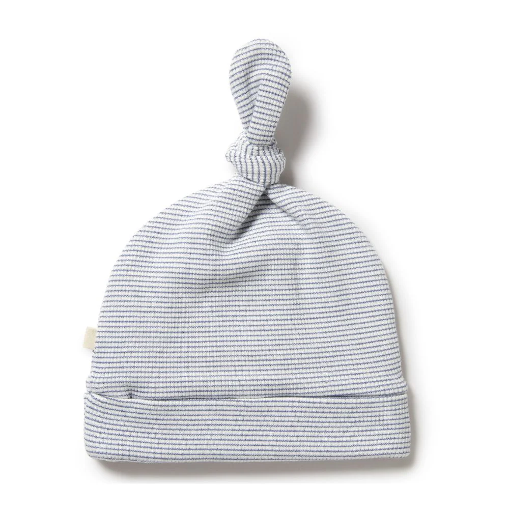 Wilson & Frenchy Organic Stripe Rib Knot Hat - Rain Drop - Image 3